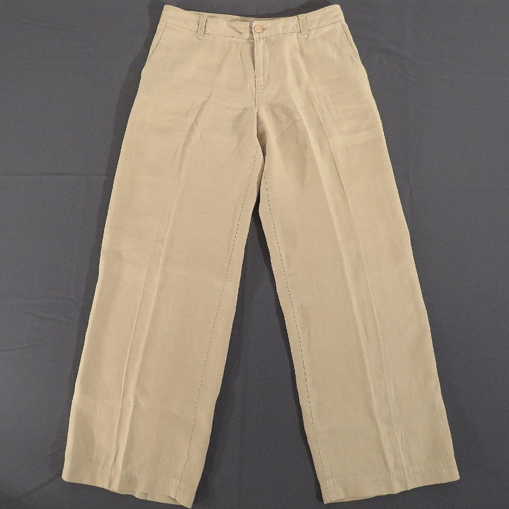 TOMMY BAHAMA Women's 8 (Actual 33 x 33) 100% Linen Wide Leg Pants Tan / Khaki